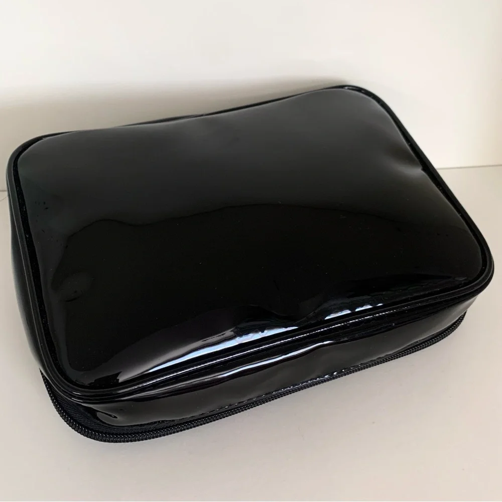 Sheer cover black patent vanity case
